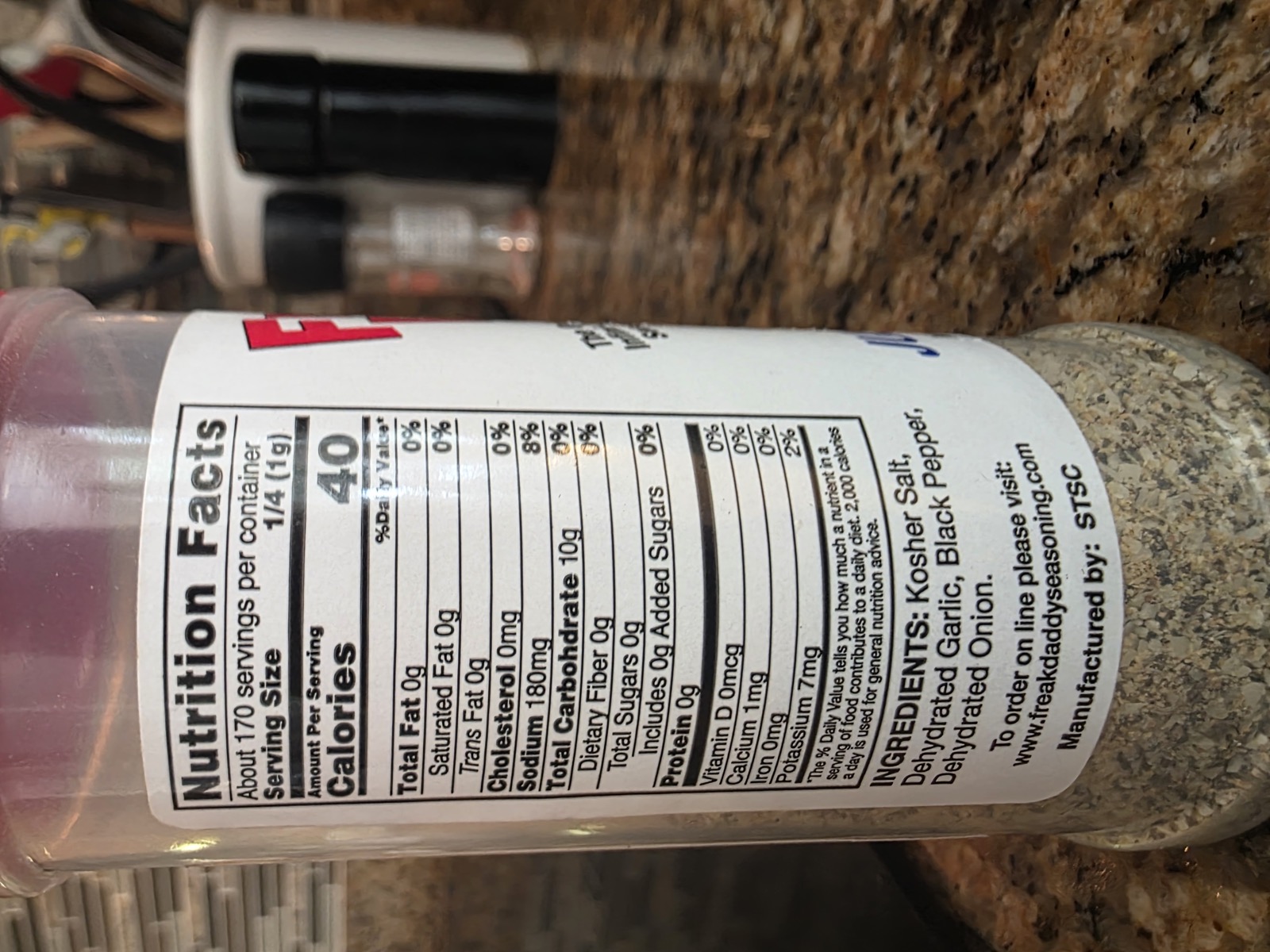 Freak Daddy back label with nutrition and ingredients